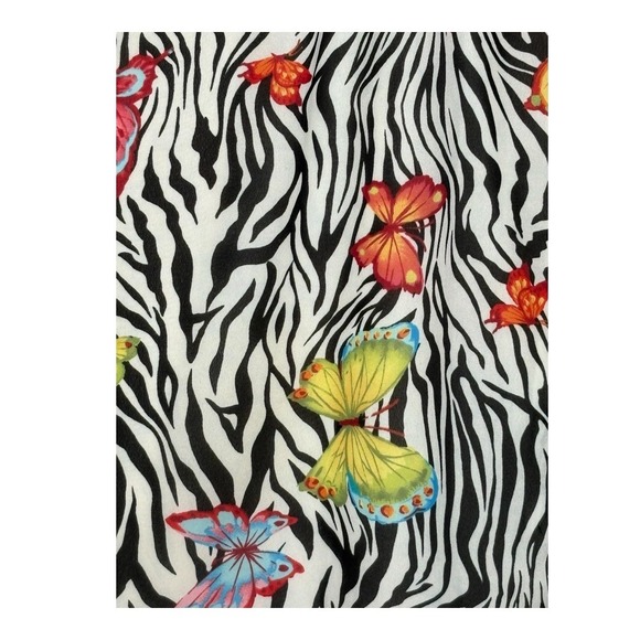 Vintage Le Suit Black Zebra Butterfly Print Skirt Suit Set Women Size 16P - Picture 7 of 12